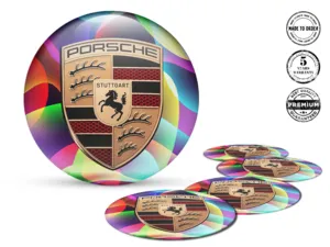 Porsche Wheel Emblems Edition Custom Resin Labels